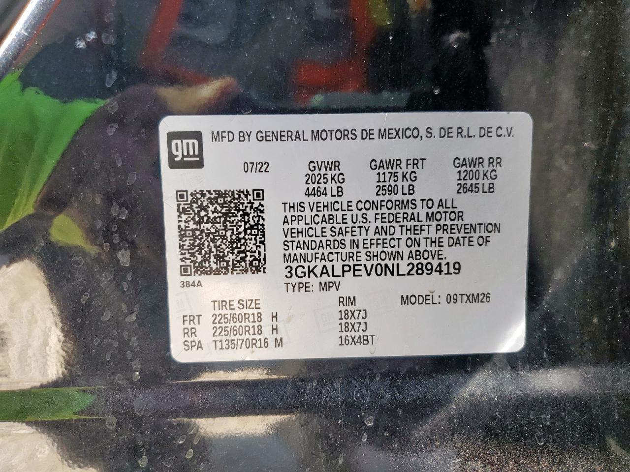 2022 GMC Terrain Slt VIN: 3GKALPEV0NL289419 Lot: 71484075