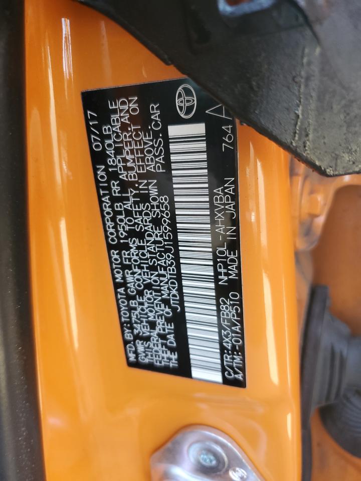 2018 Toyota Prius C VIN: JTDKDTB39J1599658 Lot: 81420605