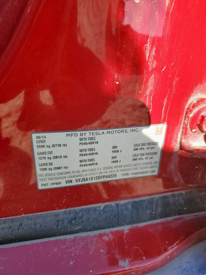 2014 Tesla Model S VIN: 5YJSA1S12EFP44225 Lot: 70927945