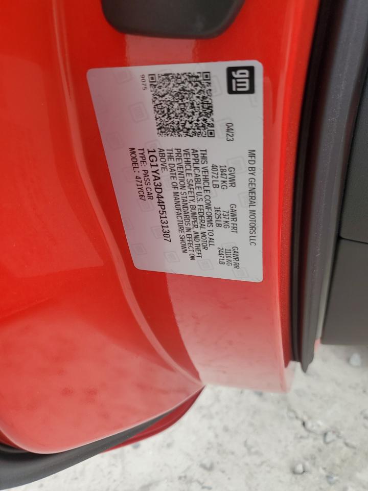 2023 Chevrolet Corvette Stingray 1Lt VIN: 1G1YA3D44P5131307 Lot: 84226555