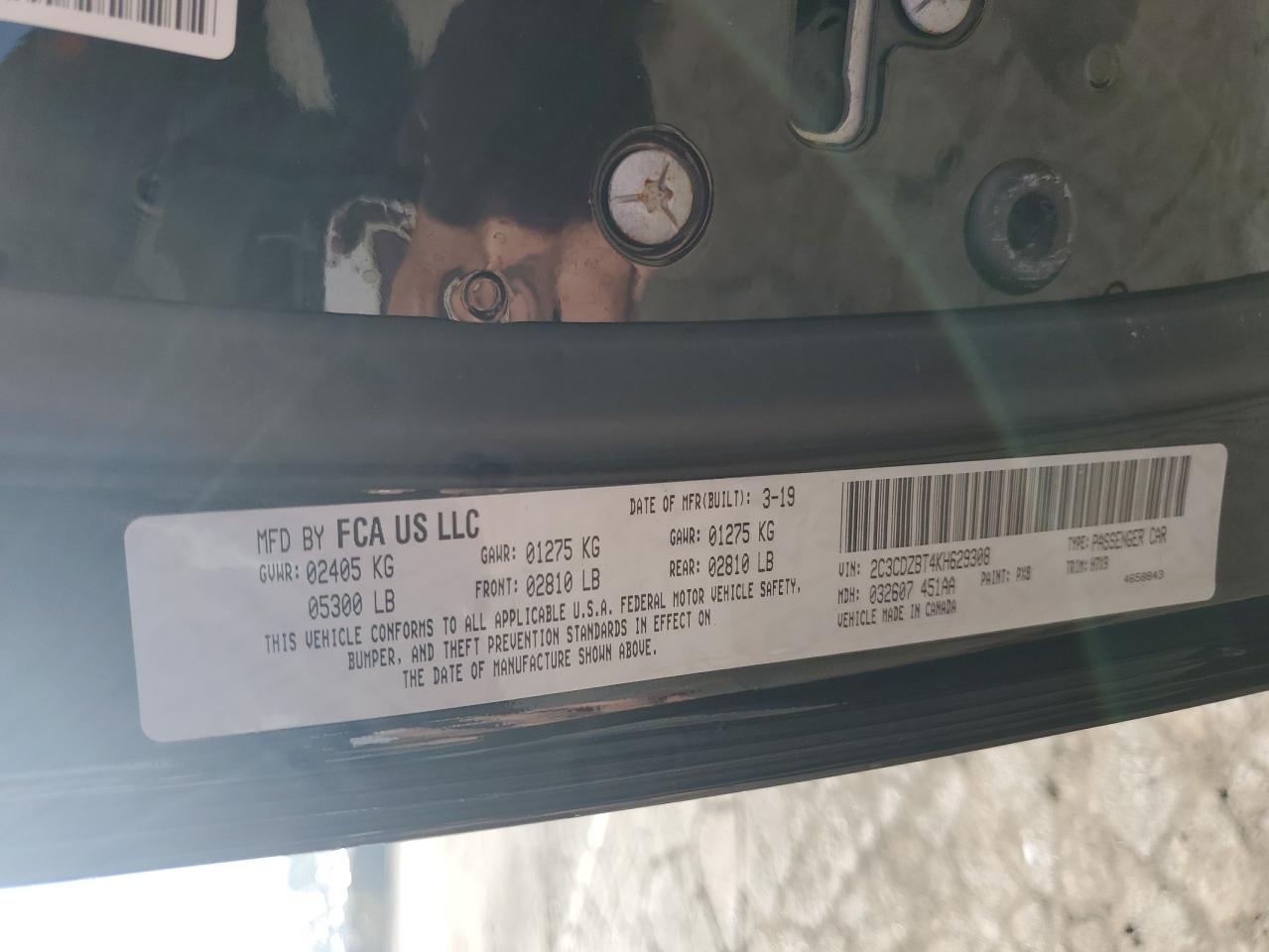 2019 Dodge Challenger R/T VIN: 2C3CDZBT4KH629308 Lot: 80872515