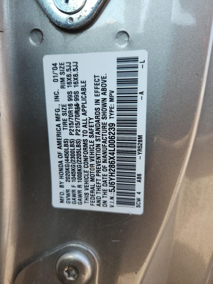 2004 Honda Element Ex VIN: 5J6YH286X4L006239 Lot: 71263385