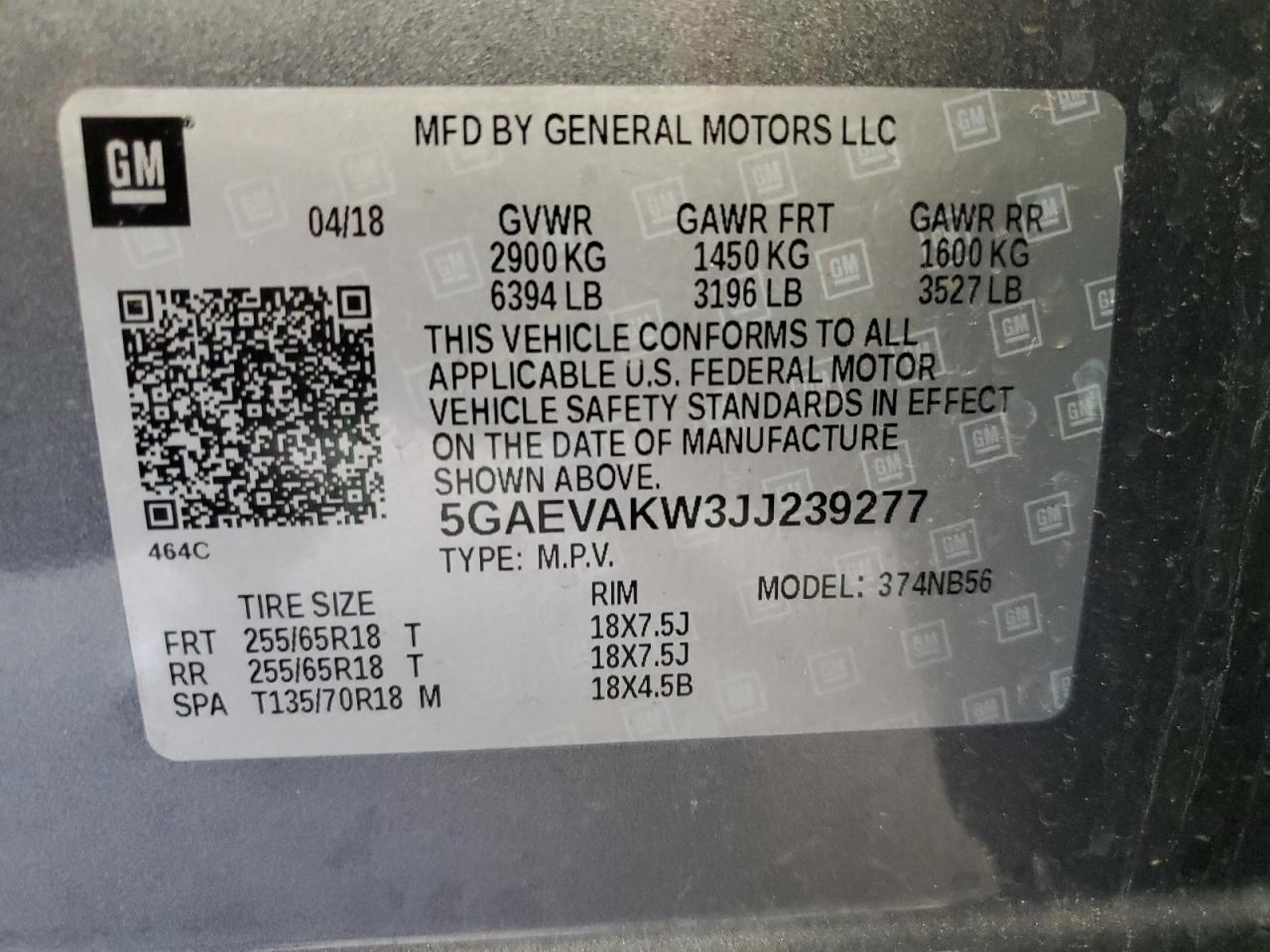 2018 Buick Enclave Essence VIN: 5GAEVAKW3JJ239277 Lot: 80278755