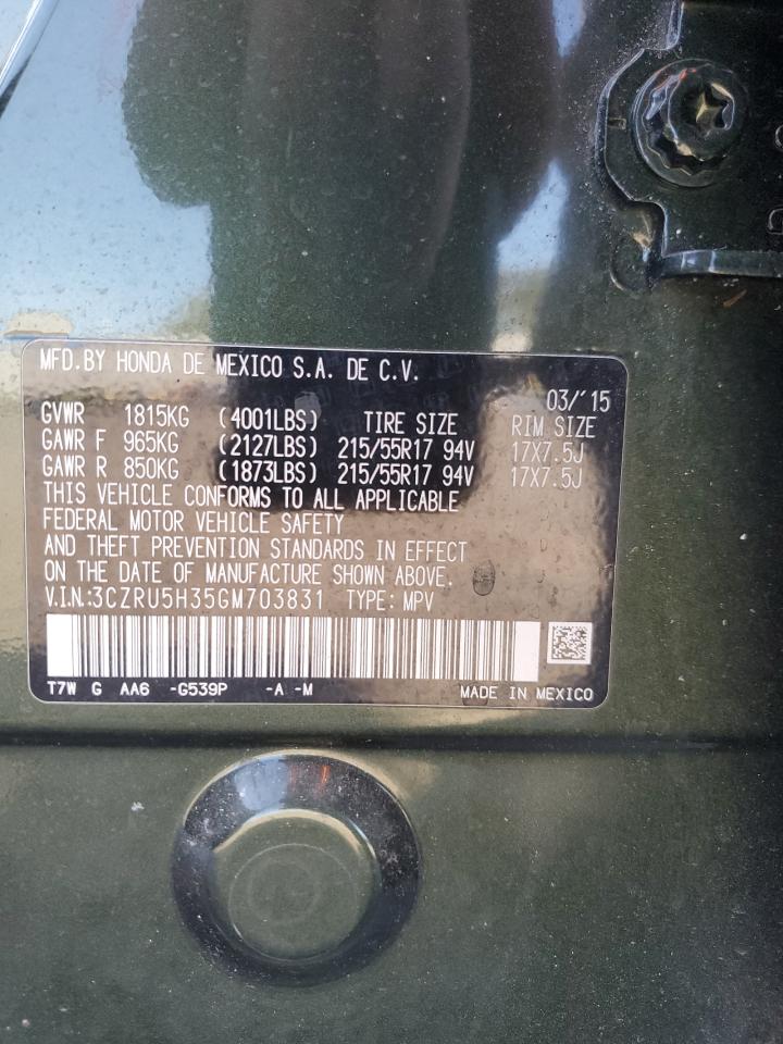 2016 Honda Hr-V Lx VIN: 3CZRU5H35GM703831 Lot: 81759555