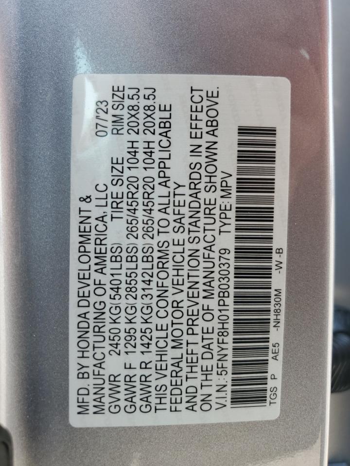 2023 Honda Passport Elite VIN: 5FNYF8H01PB030379 Lot: 71728755