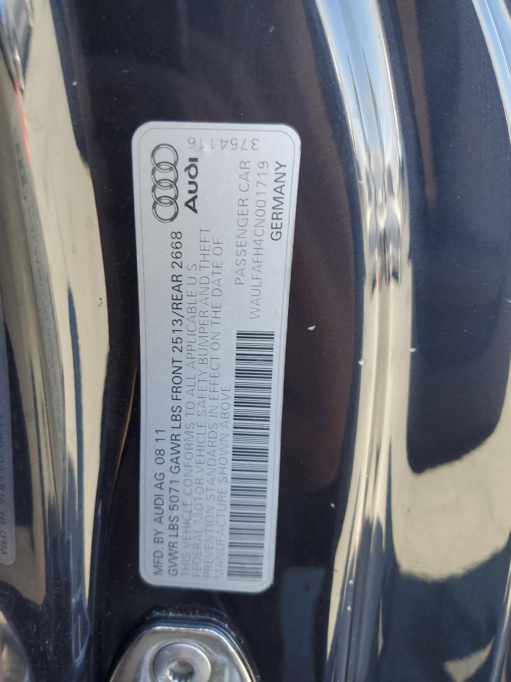 2012 Audi A5 Premium Plus VIN: WAULFAFH4CN001719 Lot: 81320485
