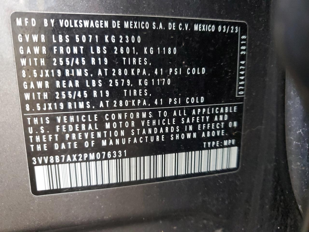 2023 Volkswagen Tiguan Se R-Line Black VIN: 3VV8B7AX2PM076331 Lot: 82173045