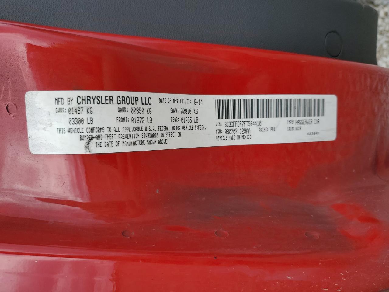 2015 Fiat 500 Pop VIN: 3C3CFFDR7FT504410 Lot: 81595725