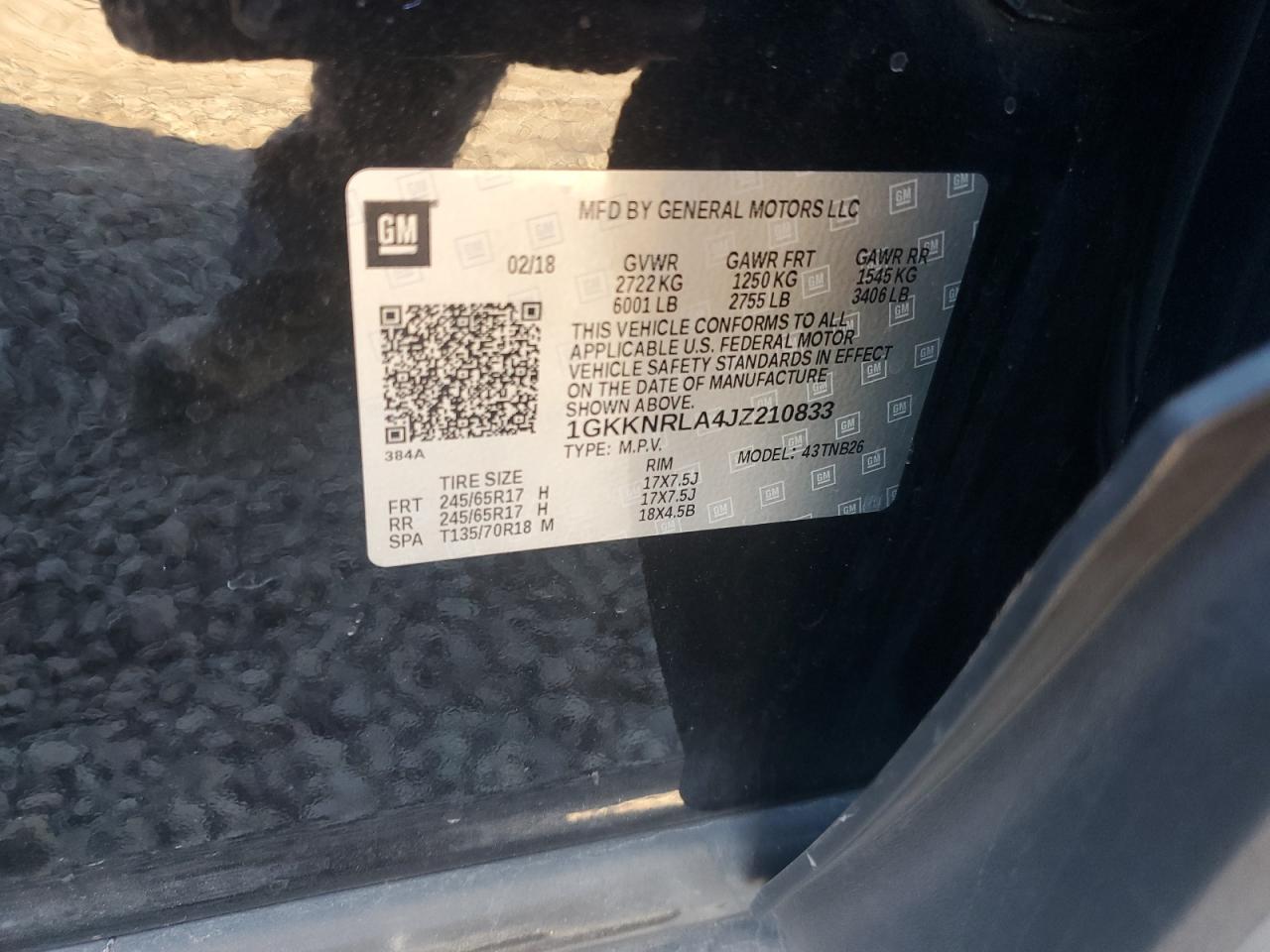 2018 GMC Acadia Sle VIN: 1GKKNRLA4JZ210833 Lot: 84207285