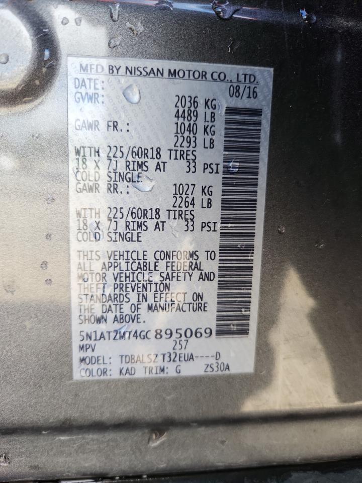 2016 Nissan Rogue S VIN: 5N1AT2MT4GC895069 Lot: 83953595
