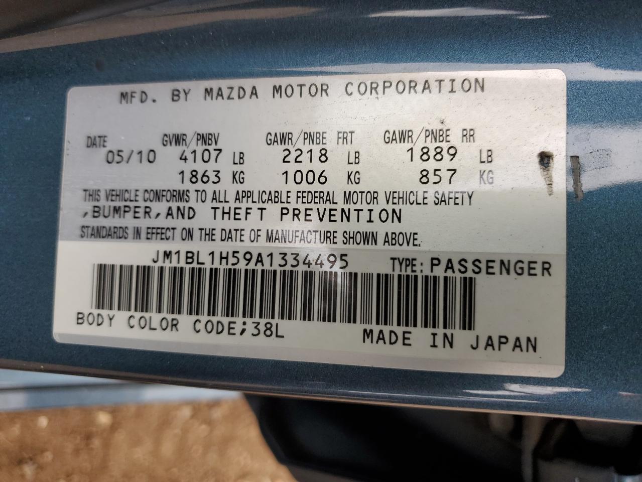 2010 Mazda 3 S VIN: JM1BL1H59A1334495 Lot: 83757005