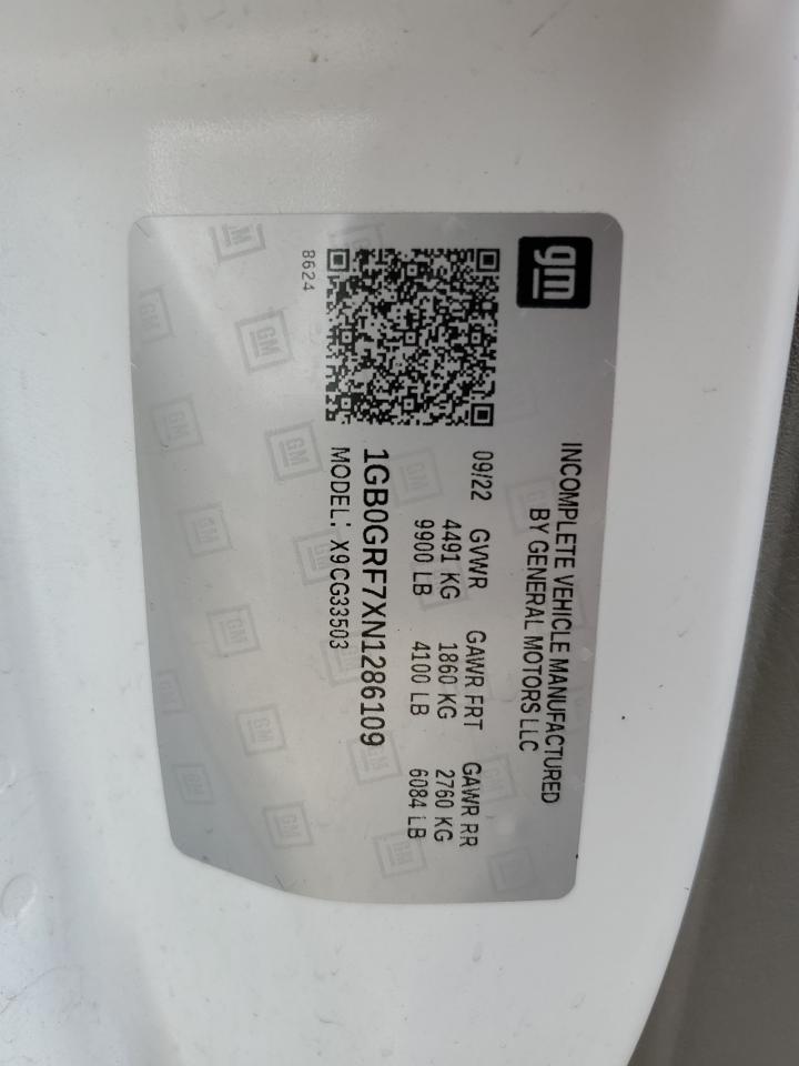 2022 Chevrolet Express G3 - Box Truck VIN: 1GB0GRF7XN1286109 Lot: 89992585