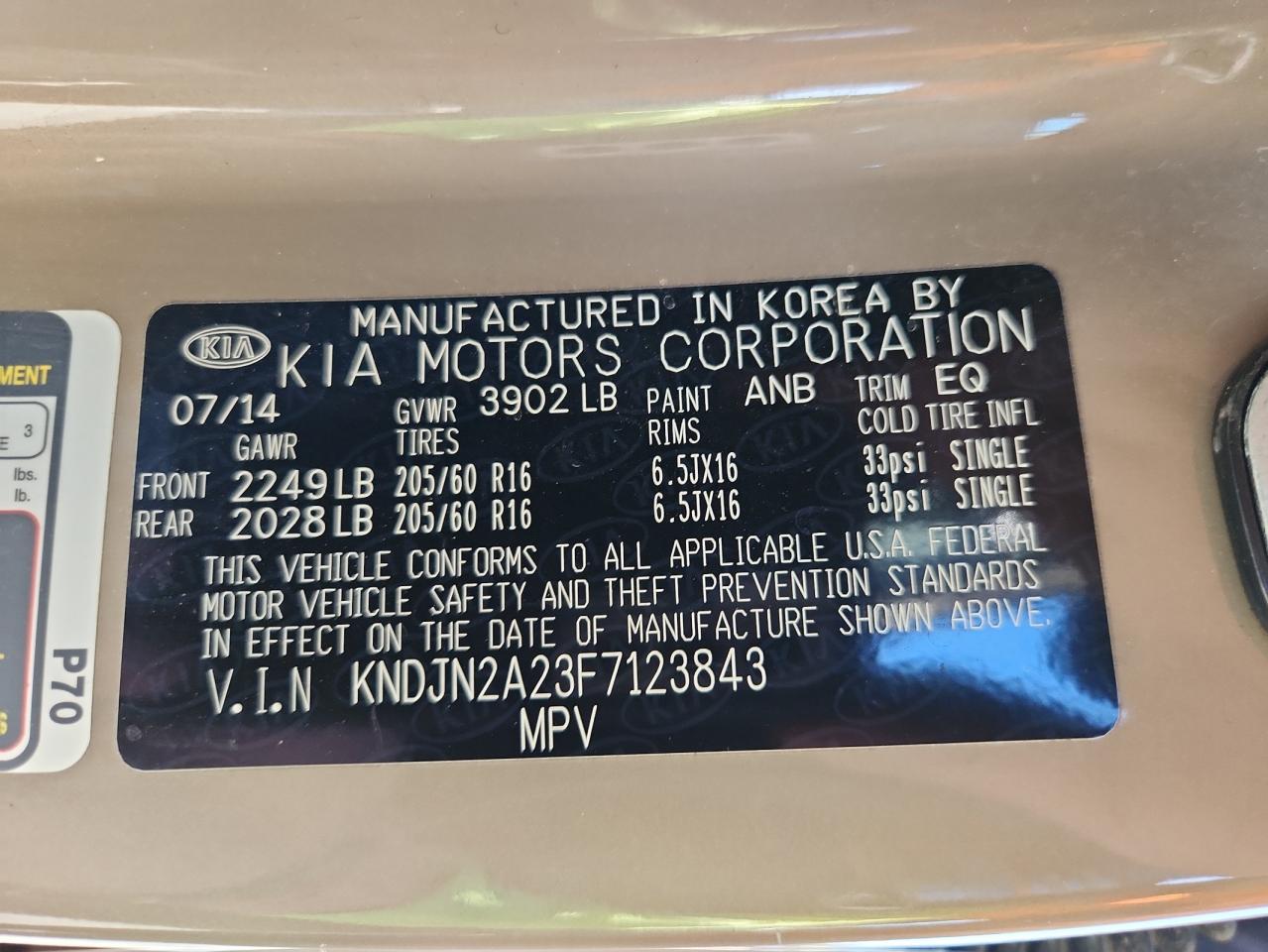 2015 Kia Soul VIN: KNDJN2A23F7123843 Lot: 80923495