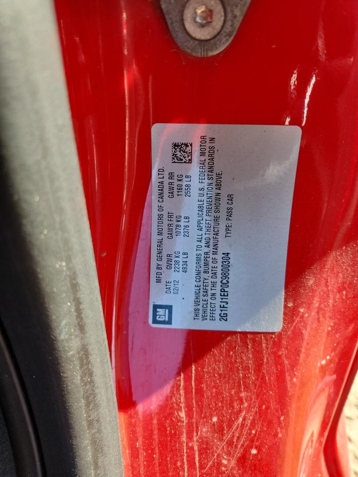 2012 Chevrolet Camaro Zl1 VIN: 2G1FJ1EP0C9800304 Lot: 70168285