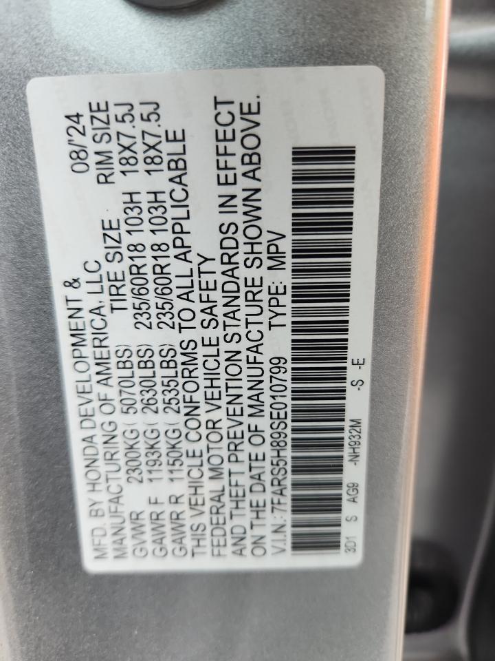 2025 Honda Cr-V Sport-L VIN: 7FARS5H89SE010799 Lot: 82104325