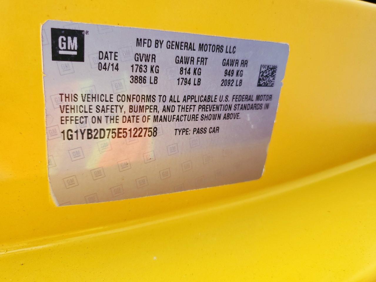 2014 Chevrolet Corvette Stingray 1Lt VIN: 1G1YB2D75E5122758 Lot: 68251845