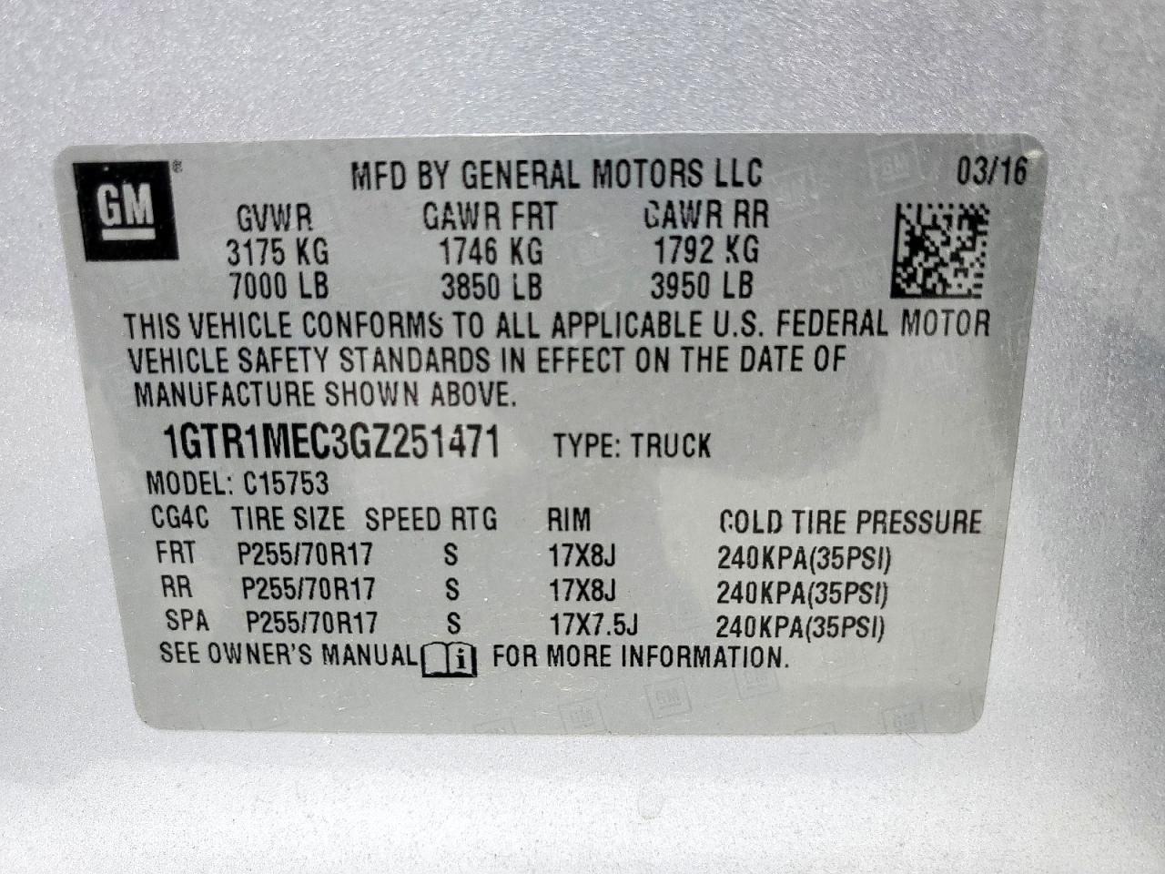 2016 GMC Sierra C1500 Sle VIN: 1GTR1MEC3GZ251471 Lot: 72021365