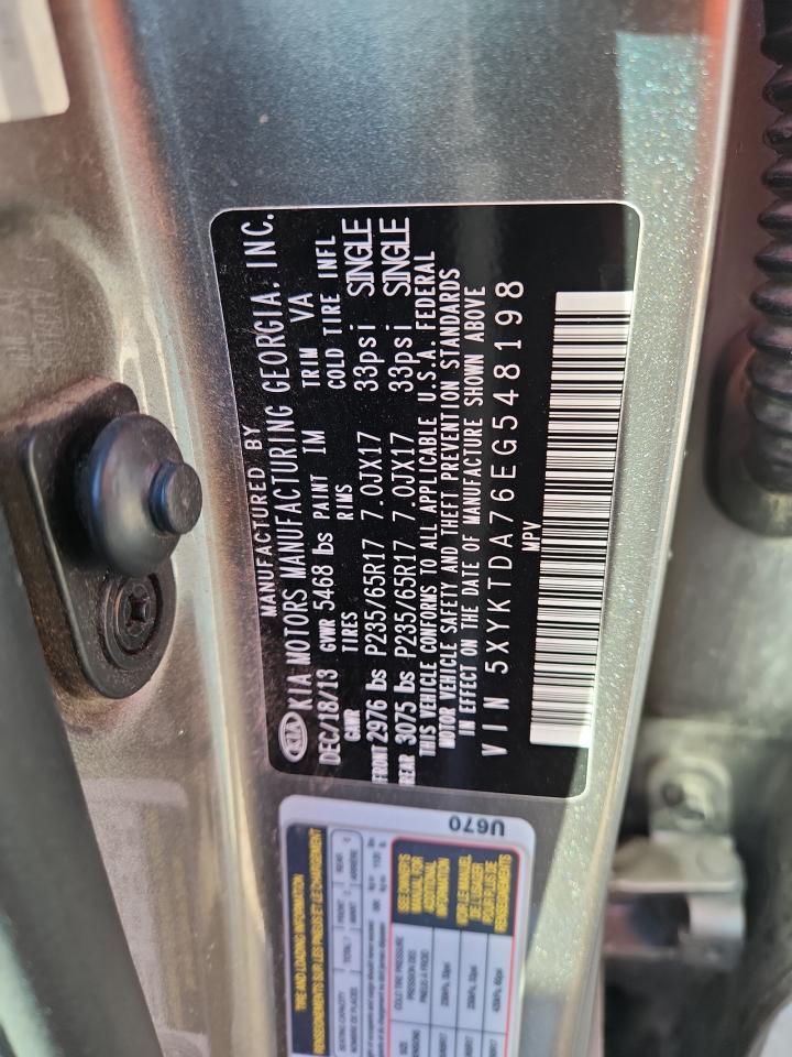 2014 Kia Sorento Lx VIN: 5XYKTDA76EG548198 Lot: 84203395