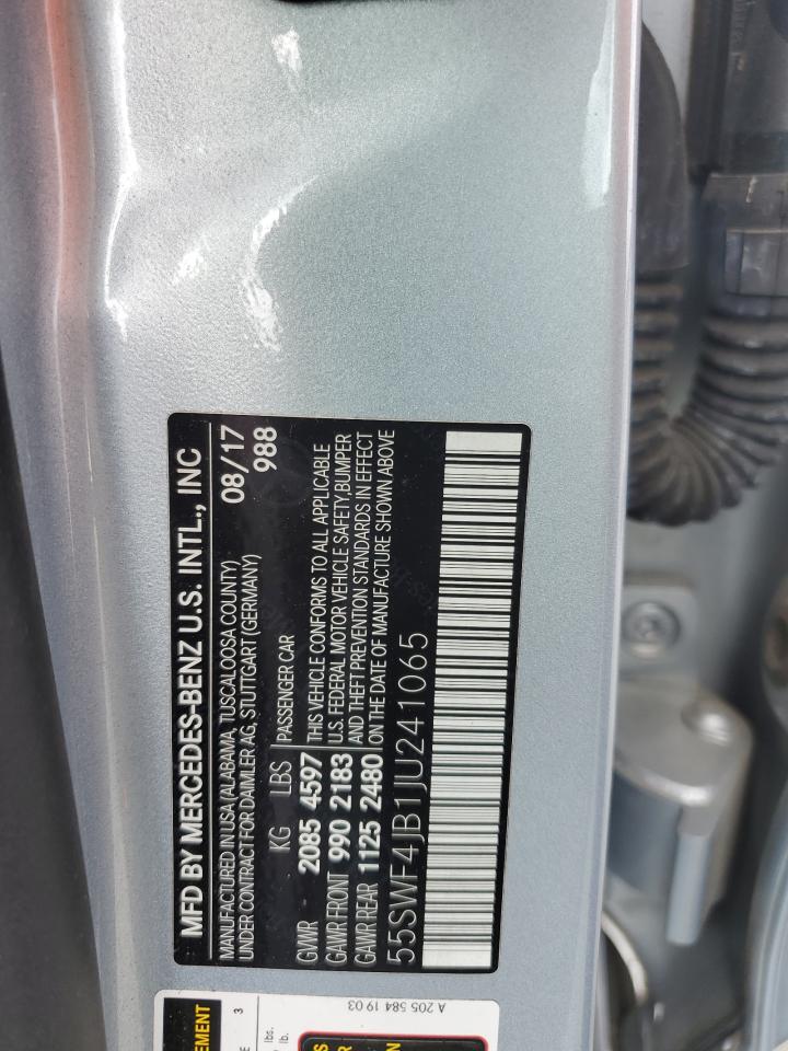 2018 Mercedes-Benz C 300 VIN: 55SWF4JB1JU241065 Lot: 84250735