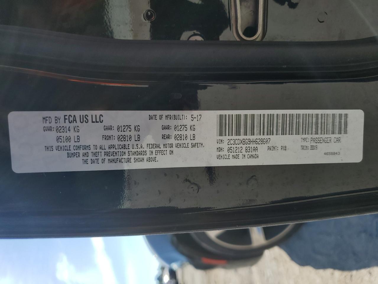 2017 Dodge Charger Se VIN: 2C3CDXBG9HH628607 Lot: 84588755