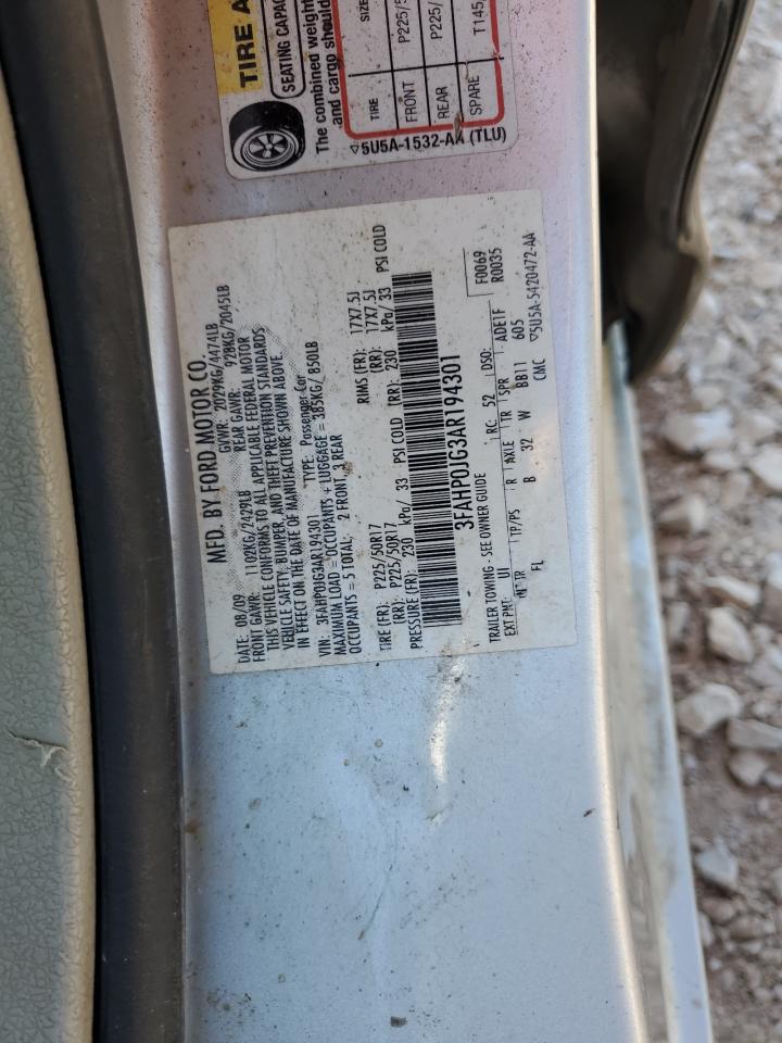 2010 Ford Fusion Sel VIN: 3FAHP0JG3AR194301 Lot: 81777745