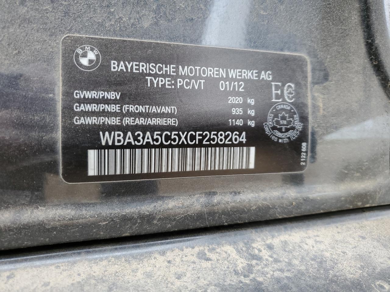 2012 BMW 328 I VIN: WBA3A5C5XCF258264 Lot: 80338035