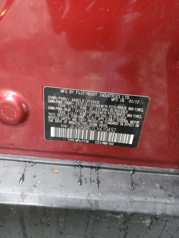 2012 Subaru Forester 2.5X VIN: JF2SHABC7CH439492 Lot: 82095415