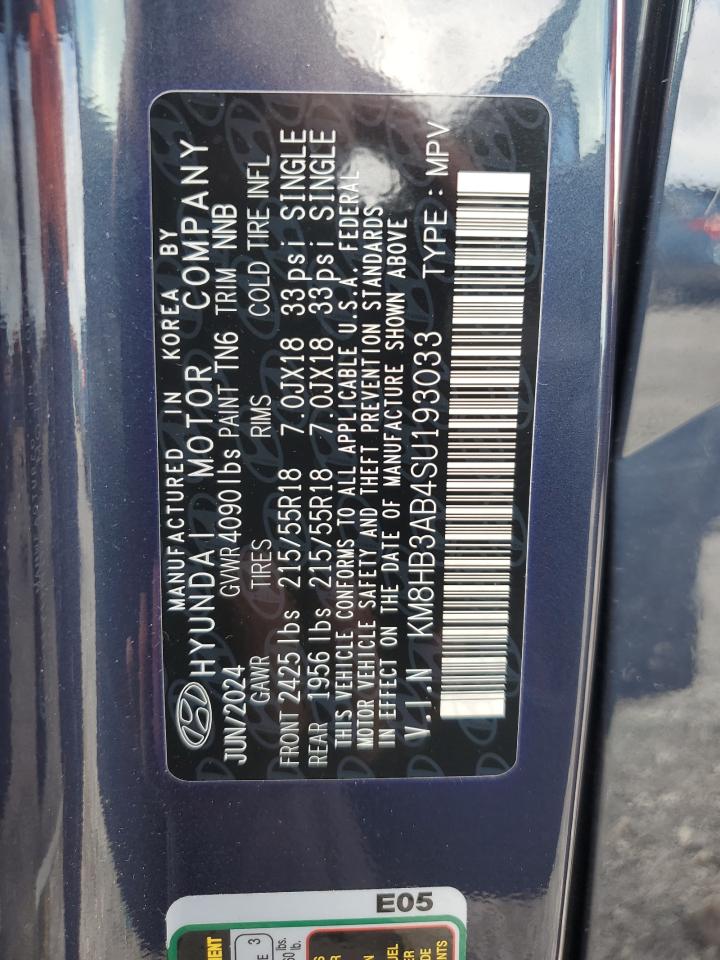 2025 Hyundai Kona Sel VIN: KM8HB3AB4SU193033 Lot: 81208935