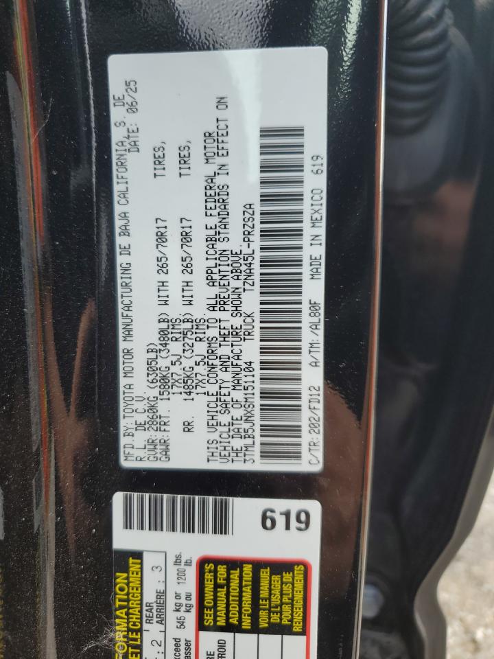 2025 Toyota Tacoma Double Cab VIN: 3TMLB5JNXSM151104 Lot: 84353265