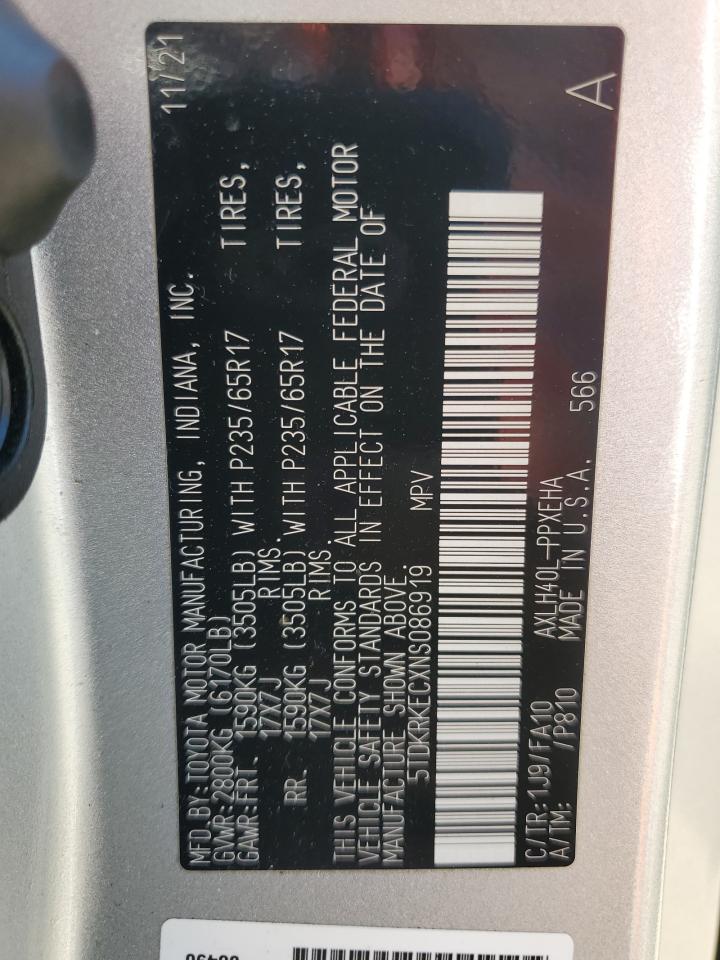 2022 Toyota Sienna Le VIN: 5TDKRKECXNS086919 Lot: 80835885