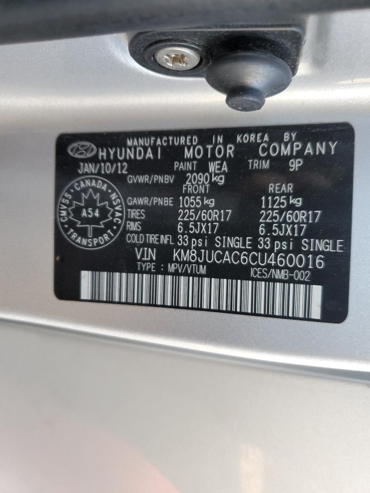 2012 Hyundai Tucson Gls VIN: KM8JUCAC6CU460016 Lot: 80724355