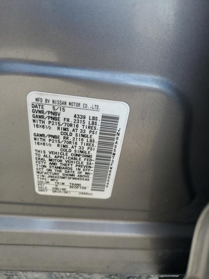 2015 Nissan Rogue Select S VIN: JN8AS5MT3FW665548 Lot: 80866625