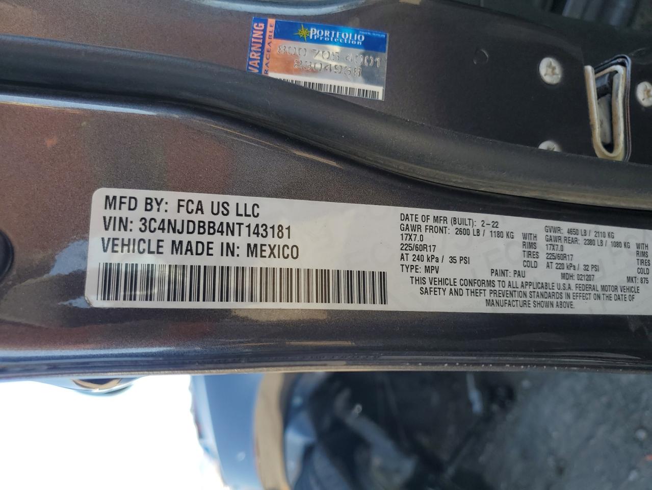 2022 Jeep Compass Latitude VIN: 3C4NJDBB4NT143181 Lot: 70955395