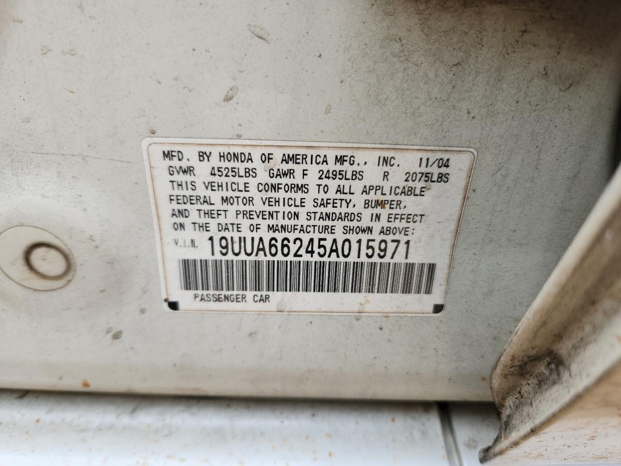 2005 Acura Tl VIN: 19UUA66245A015971 Lot: 83976965