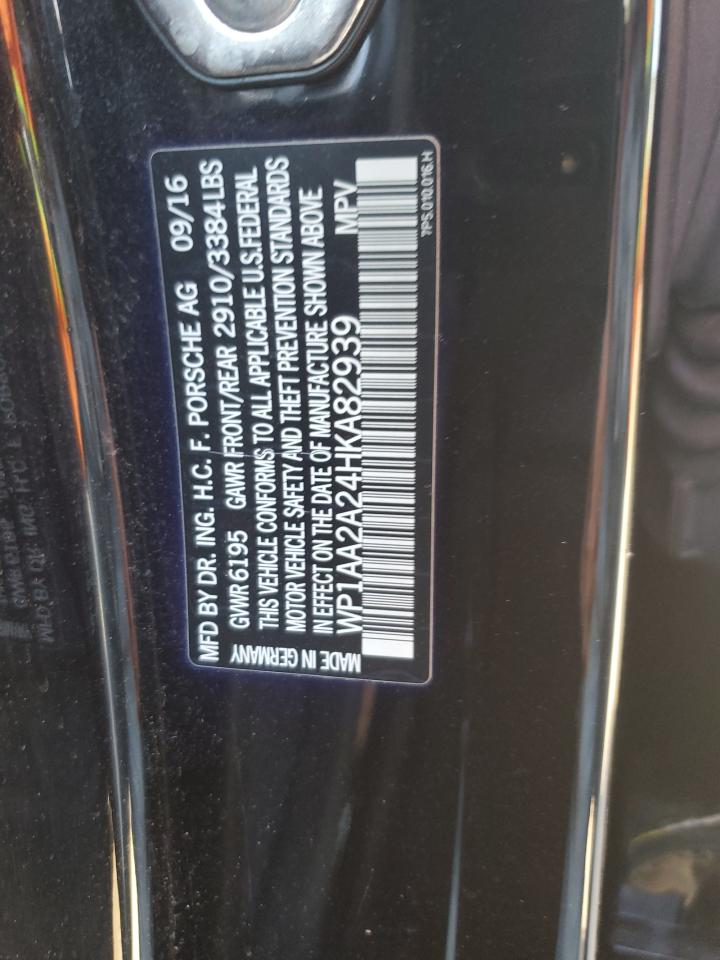 2017 Porsche Cayenne VIN: WP1AA2A24HKA82939 Lot: 70904905