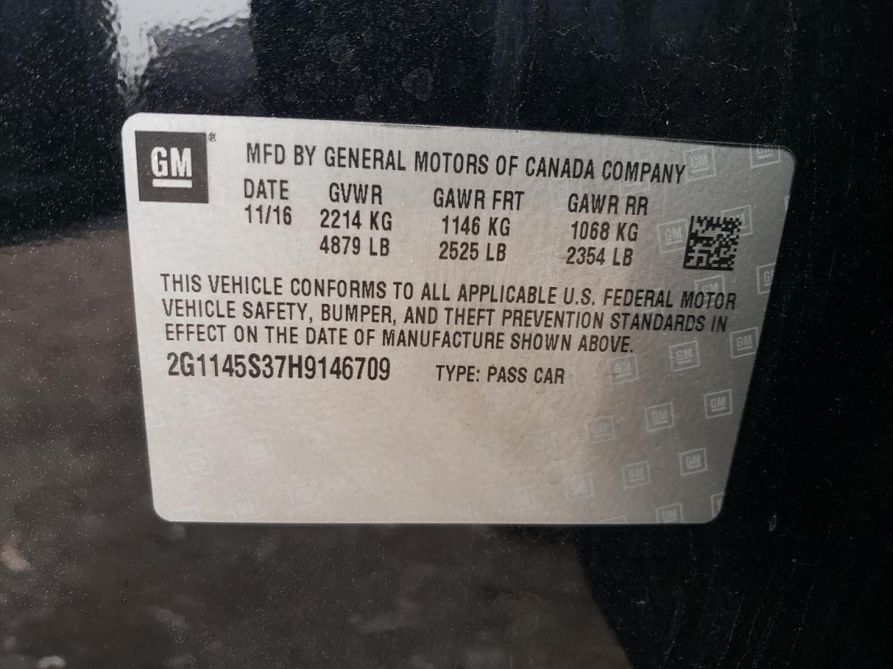 2017 Chevrolet Impala Premier VIN: 2G1145S37H9146709 Lot: 84296575