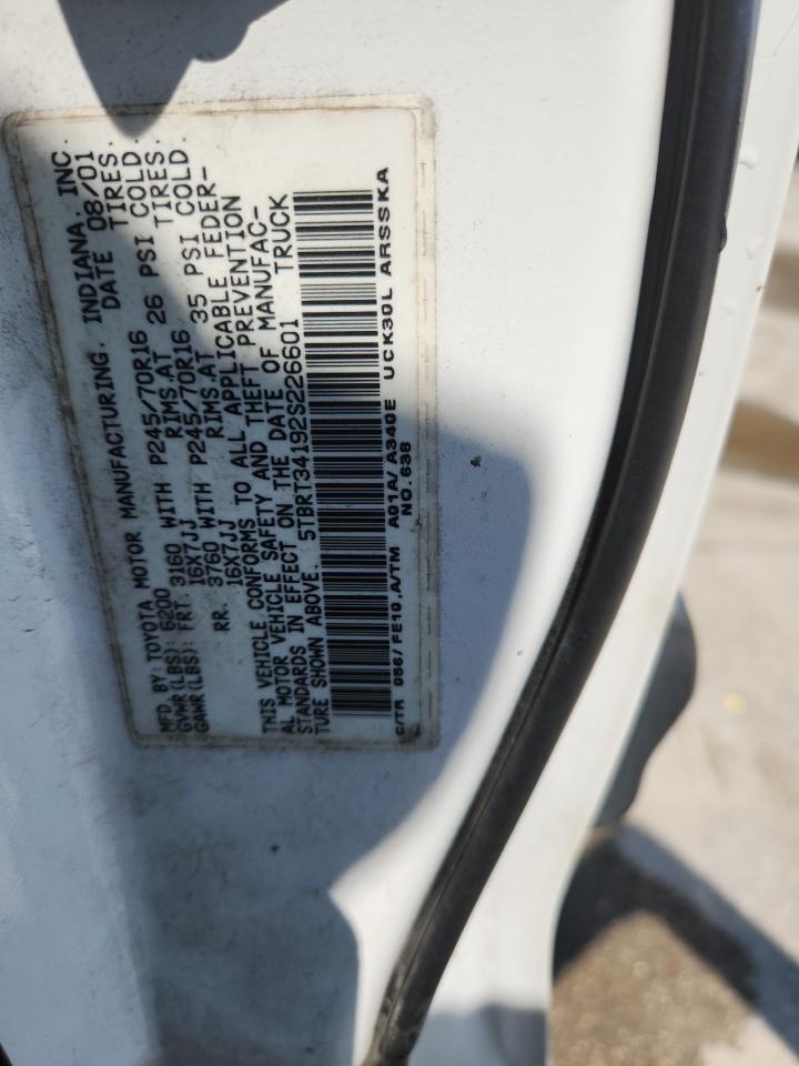 2002 Toyota Tundra Access Cab VIN: 5TBRT34192S226601 Lot: 80671825