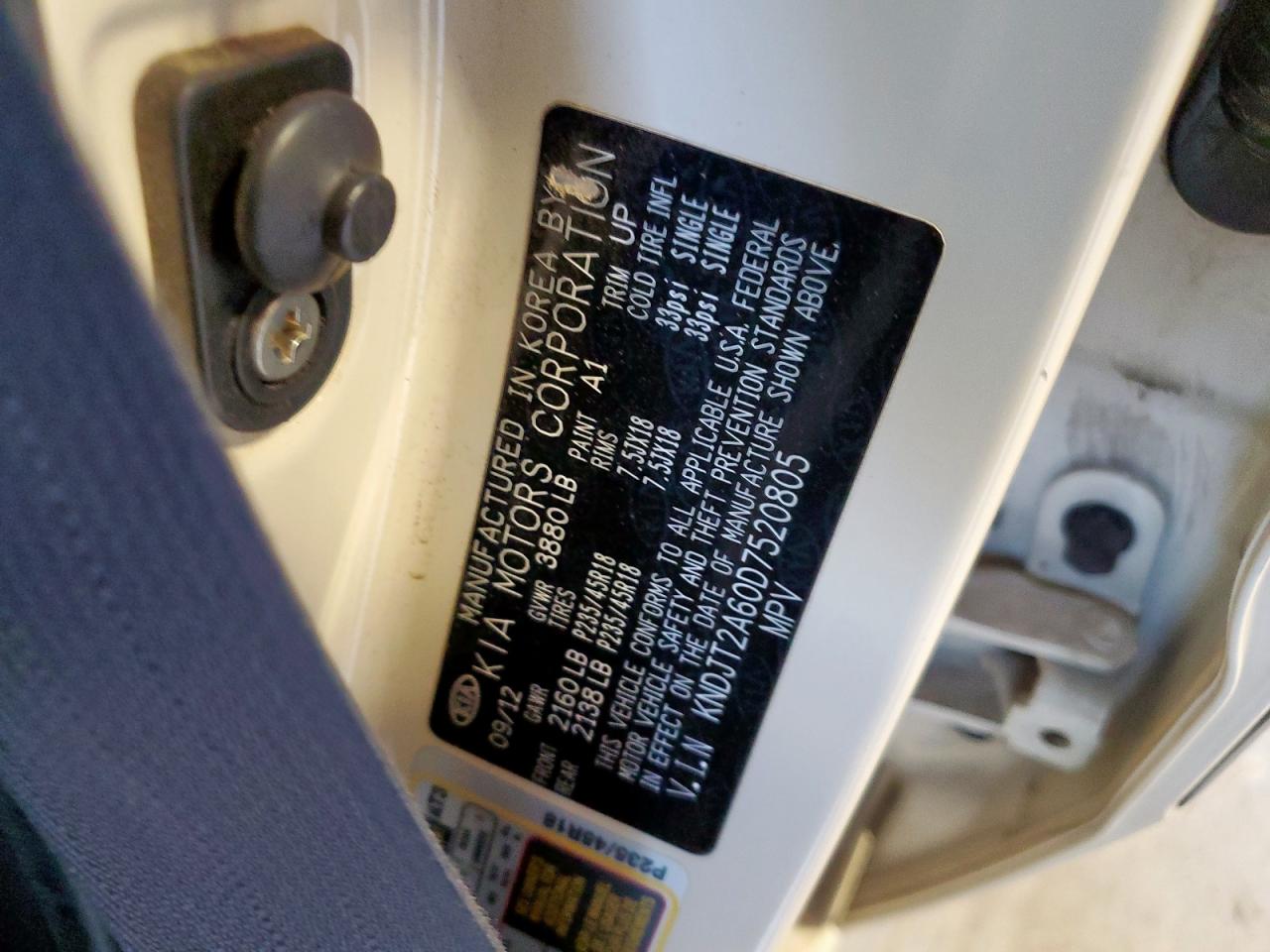 2013 Kia Soul + VIN: KNDJT2A60D7520805 Lot: 80638895