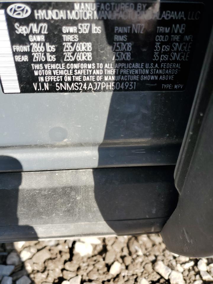 2023 Hyundai Santa Fe Sel VIN: 5NMS24AJ7PH504931 Lot: 83949115