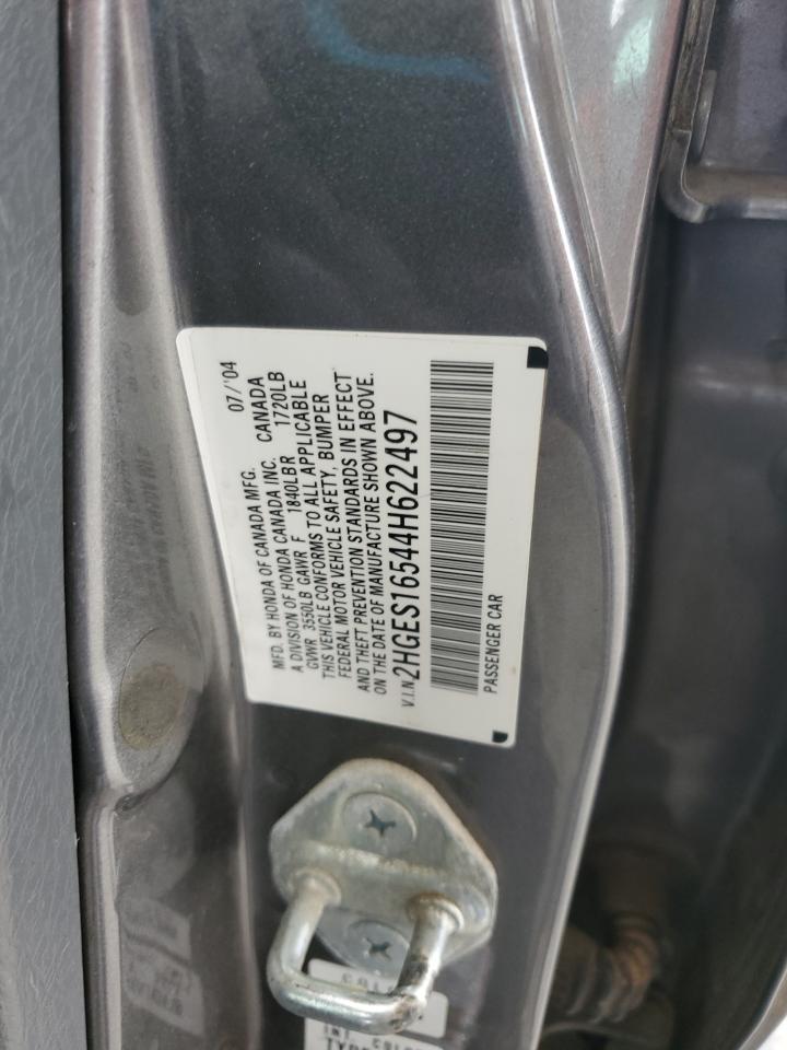 2004 Honda Civic Lx VIN: 2HGES16544H622497 Lot: 84391655