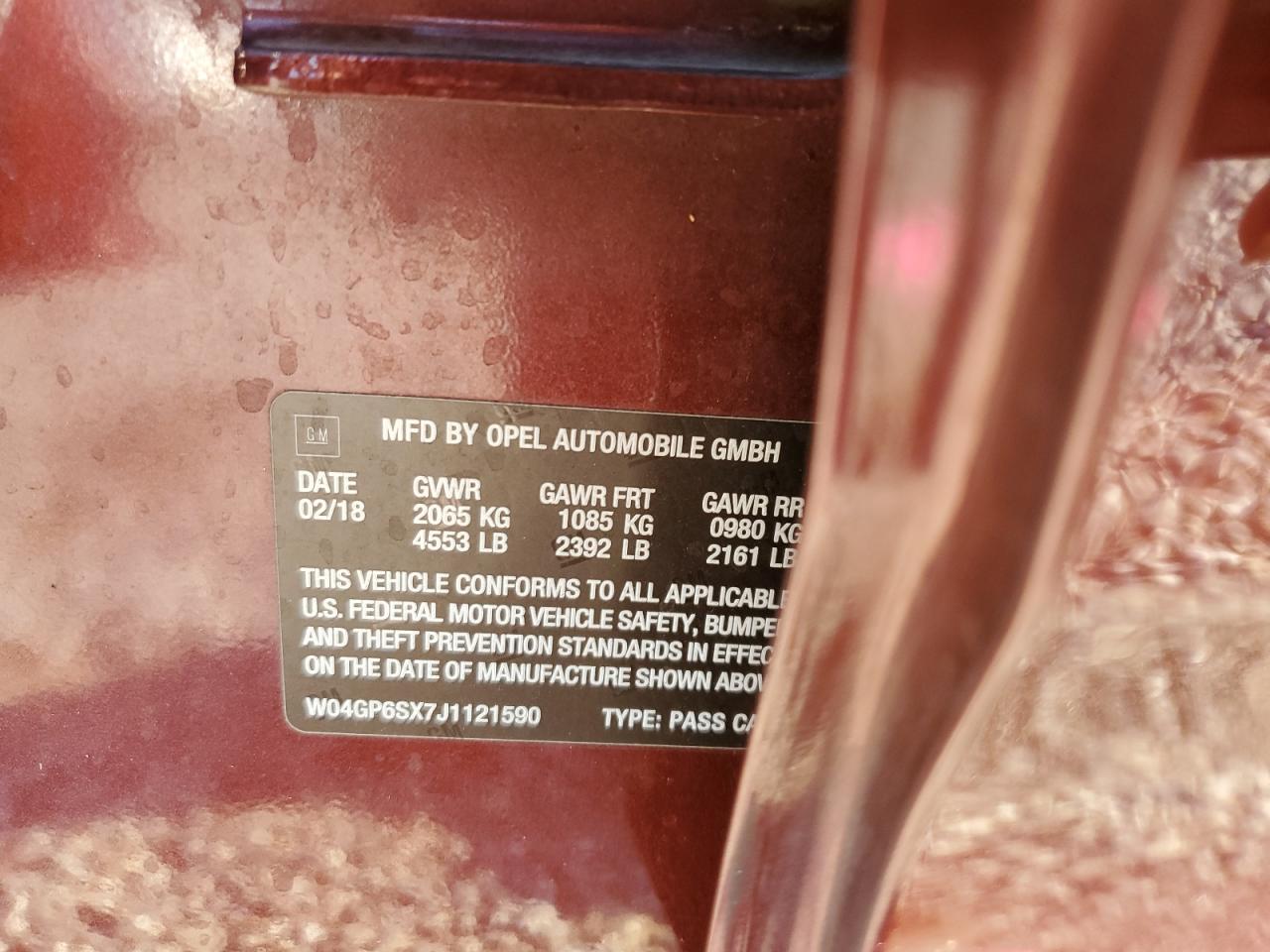 2018 Buick Regal Essence VIN: W04GP6SX7J1121590 Lot: 80813775