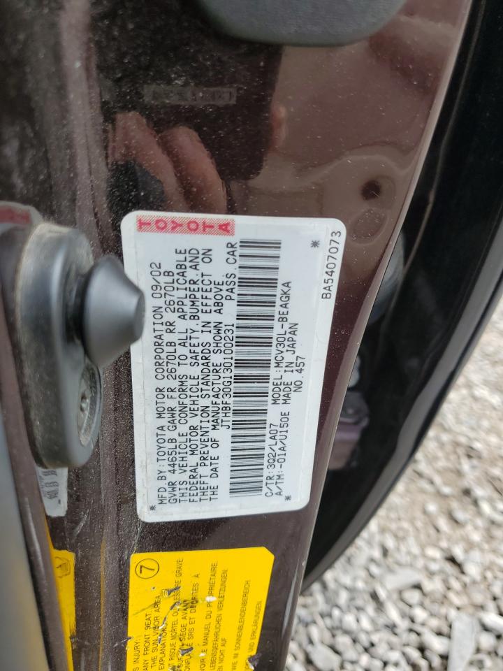 2003 Lexus Es 300 VIN: JTHBF30G130100231 Lot: 80710345