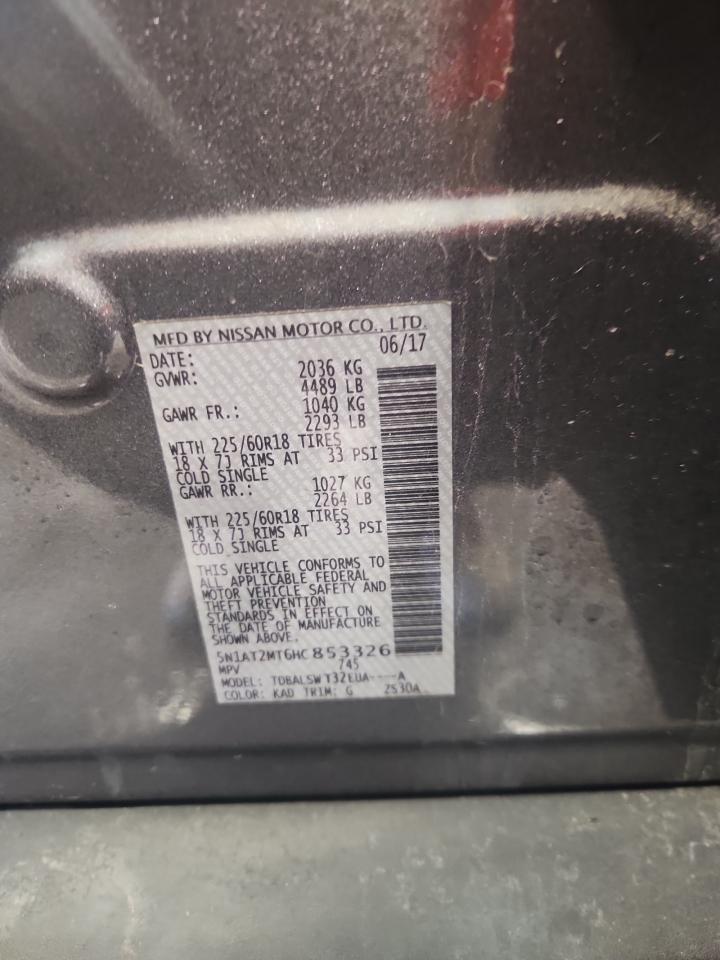 2017 Nissan Rogue S VIN: 5N1AT2MT6HC853326 Lot: 80831025