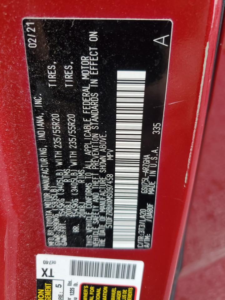 2021 Toyota Highlander Platinum VIN: 5TDFZRBHXMS097458 Lot: 81633415