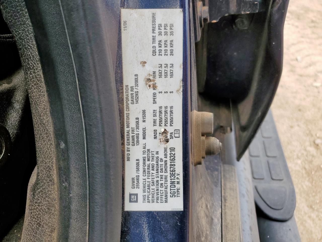 2007 Hummer H3 VIN: 5GTDN13E678163210 Lot: 81520395