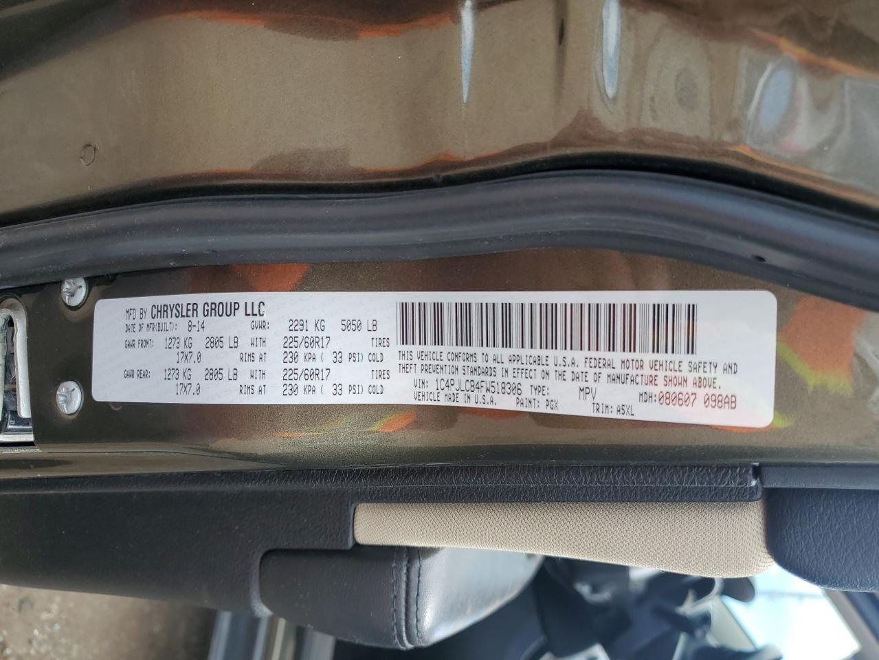 2015 Jeep Cherokee Latitude VIN: 1C4PJLCB4FW518306 Lot: 71712155