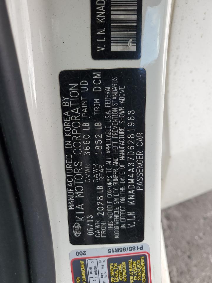 2013 Kia Rio Lx VIN: KNADM4A37D6281963 Lot: 84295445