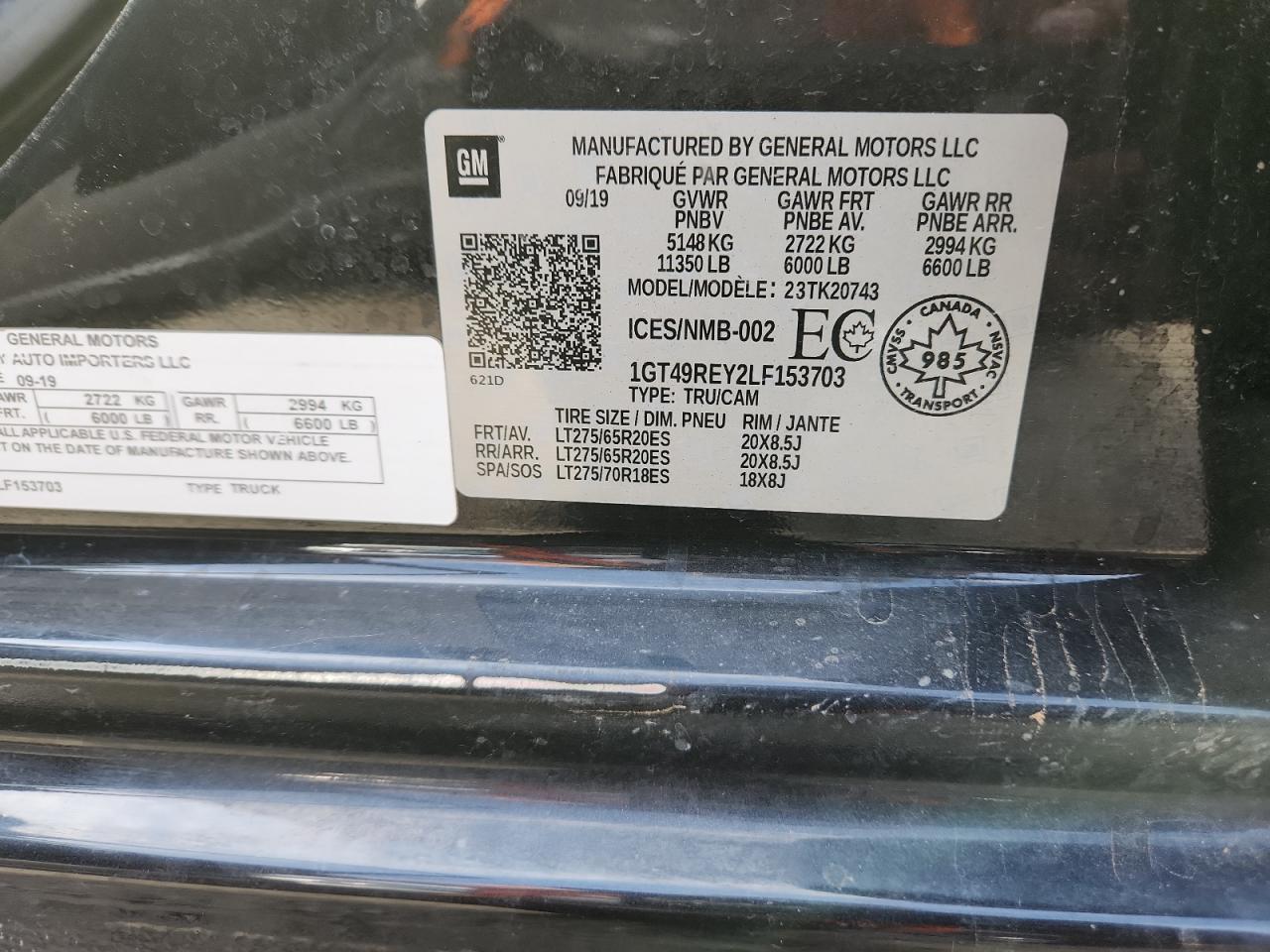 2020 GMC Sierra K2500 Denali VIN: 1GT49REY2LF153703 Lot: 71458675