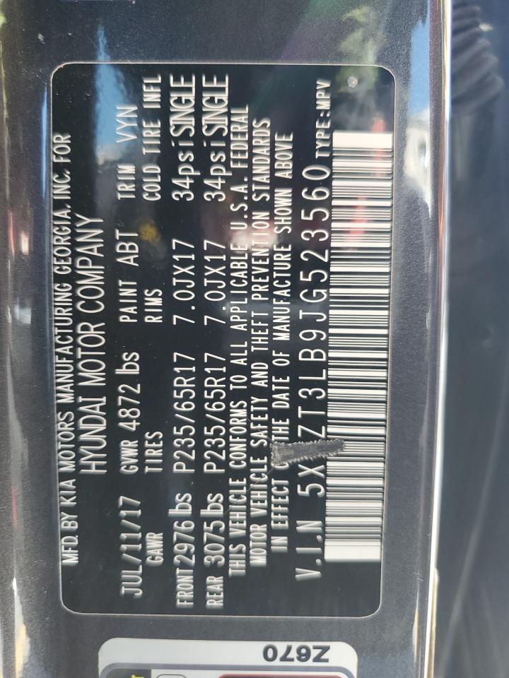 2018 Hyundai Santa Fe Sport VIN: 5XYZT3LB9JG523560 Lot: 81779345