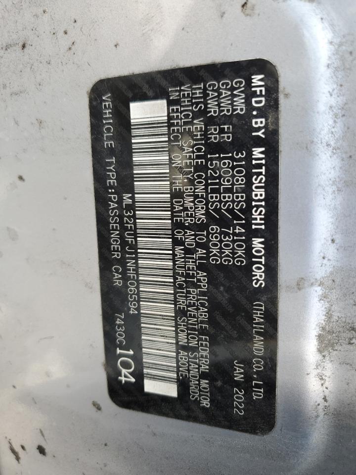2022 Mitsubishi Mirage G4 Es VIN: ML32FUFJ1NHF06594 Lot: 80397295